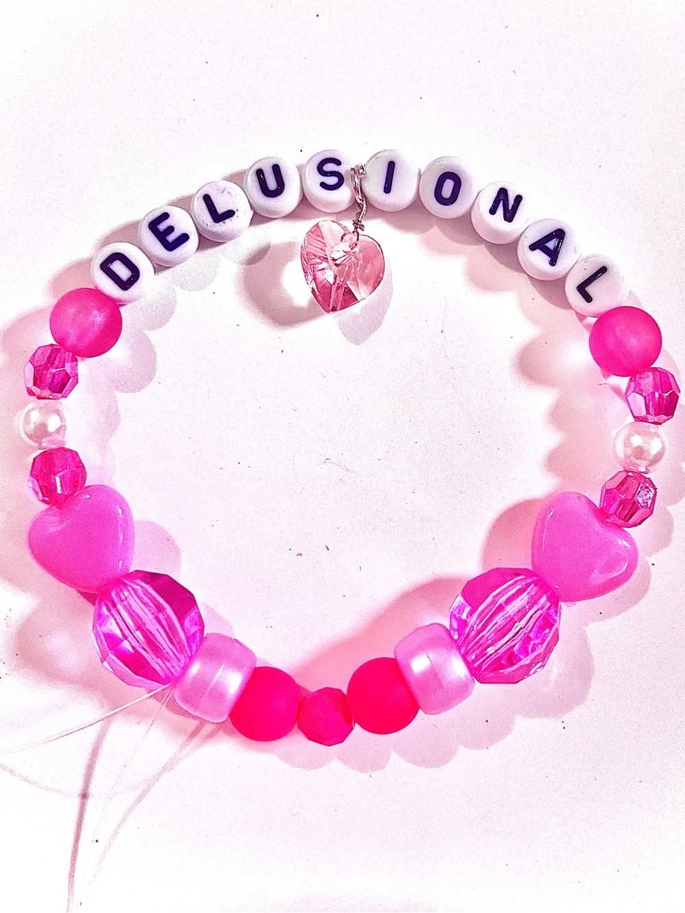BUY1GET1FREE Delusional Girl Pink Heart Beaded Bracelet